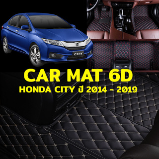 พรมปูพื้นรถยนต์ พรม6D ตรงรุ่นสำหรับ Honda City ปี 2014-19 แถมฟรี ที่หุ้มเข็มขัดนิรภัย2ชิ้น มูลค่า 490 บาท