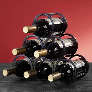 ชั้นวางไวน์ บนเคาน์เตอร์ 6 ขวด Tabletop Wine Rack ตกแต่งบ้านและห้องครัว