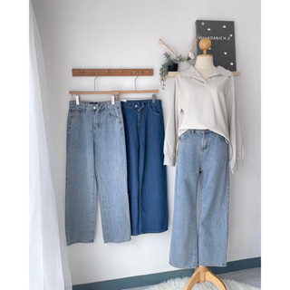 vintage jeans ยีนส์ทรงเบสิค ขากระบอกใหญ่ ทรงเก๋
