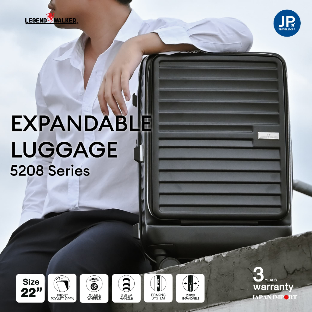 Legend Walker Malibu 5208 กระเป๋าเดินทาง ขยายข้าง ล็อคล้อได้ เปิดหน้าได้ ล้อคู่มาตรฐาน ขนาด 15, 20, 22, 29 นิ้ว