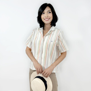 PORTLAND เสื้อเชิ้ตลายทาง / Short Sleeves with Yarn Dyed Shirt (Offwhite)