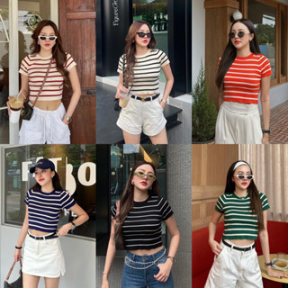 MALIMAYS - Jerry stripe crop พร้อมส่ง