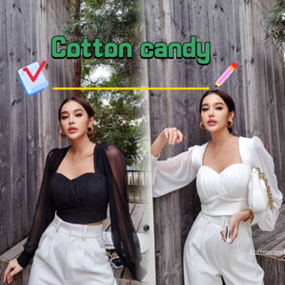 #COTTON CANDY 🍭 เสื้อครอปแขนยาวชีฟอง CALLY ON PREMIUM TOP