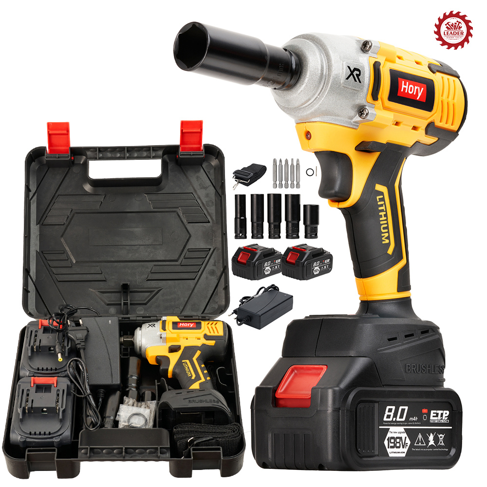 HORY บล็อกไฟฟ้า 198V บล็อกแบต บล็อกแบตเตอรี่ 2ระบบ แบตเตอรี่ อย่างดี 1ก้อน หรือ 2ก้อน บล็อกไร้สาย  รุ่น H-198 สีเหลือง