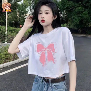 annacny เสื้อยืดสกรีนลายโบว์ 🎀 เสื้อยืดแฟชั่นเท่ห์ๆ มินิมอลน่ารักสุดๆ คอกลมแขนสั้น พร้อมส่ง TS1149