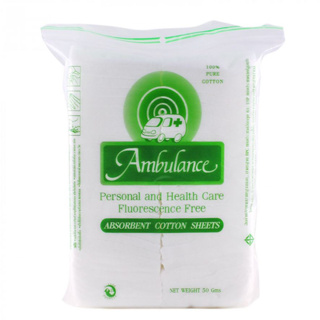 สำลีแผ่น ตรารถพยาบาล สำลีแท้จากฝ้ายบริสุทธิ์ 100% Ambulance ( 1 ห่อ ขนาด 50 G )