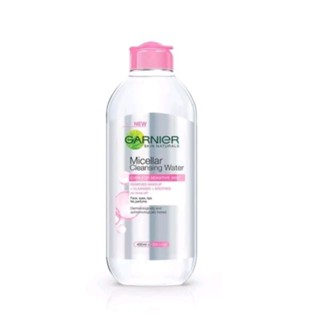 ฝาสีชมพู การ์นิเย่ ไมเซล่า คลีนซิ่ง วอเตอร์ 400มล. Garnier Micellar Cleansing Water 400ml.