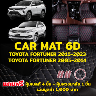 พรมปูพื้นรถยนต์ พรม6D ตรงรุ่น สำหรับ TOYOTA FORTUNER 2015-ปัจจุบัน และ FORTUNER 2005-2014 แถมฟรี ที่หุ้มเบล์ท 4ชิ้น + หุ