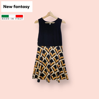 เดรส New fantasy made in Italy ผ้าโพลีสเปนเดค ไซด์ -  F   อก 36 เอว 32 สะโพก 48+ ยาว 36.5 นิ้ว เดรสทรงสวยน่ารักมาก