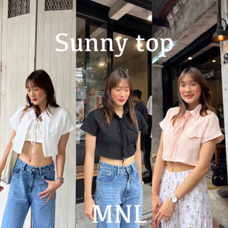 sunny top เสื้อเชิ้ตดีเทลมีเชือกผูกตรงปกเสื้อ