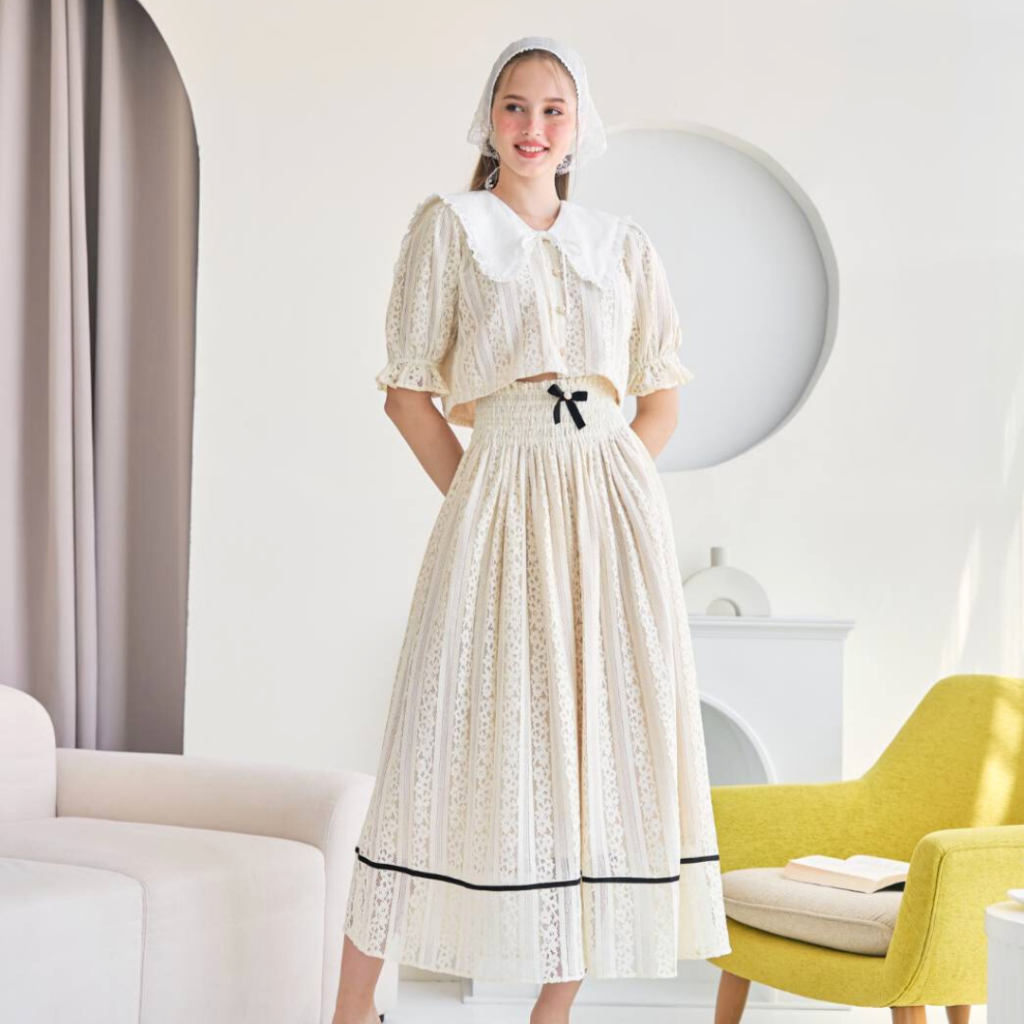 LINENNE - Catherine Tops -  victorai midi skirts (diamond)