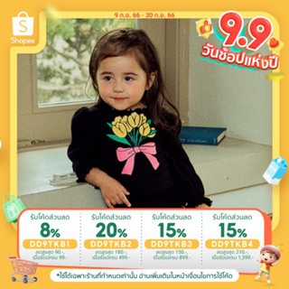 &lt;พร้อมส่ง&gt;「สินค้าลิขสิทธิ์แท้」Iris kids IKS012-IKP012 Tulip black long shirt-long pants เสื้อ กางเกง เด็กผู้หญิง กันหนาว