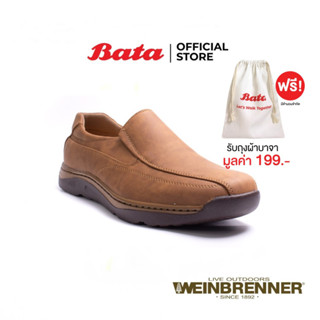 Bata บาจา รองเท้าลำลองชาย รองเท้าคัทชูชาย หนังกลับ ยี่ห้อ Weinbrenner รุ่น Myway สีน้ำตาล 8515028