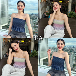 BY IRA Strapless denim Tube Top, kawaii style เสื้อยีนส์เกาะอกแฟชั่นสุดชิค สไตล์เกาหลี ดีเทลมีสายสม็อคหลัง