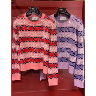 2สี CHANEL CASUAL SWEATER เสื้อแขนยาว เสื้อไหมพรม สเวตเตอร์ ผ้านิตวูล ชาแนล