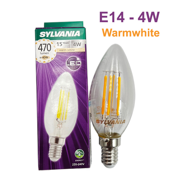 SYLVANIA หลอดจำปาแก้วใส LED Toledo FIRA - 4W E14 แสงวอร์ม