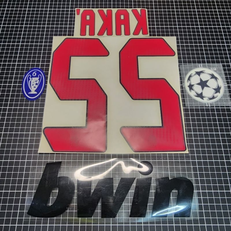 ชุดแต่ง ฟลูออฟชั่น AC MILAN 2007 KAKA' 22 UCL UEFA TROPHY 6 TIMES อะไหล่ ชื่อเบอร์ อาร์ม สปอนเซอร์หน