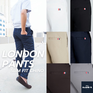 กางเกงขายาวผู้ชาย กางเกงชิโน่ ทรงกระบอกเล็ก ธง 3 สี SLIM FIT LONDON PANTS - RALPH T สแล็ค