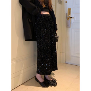 colourblockmatter-Black Sequin Skirt