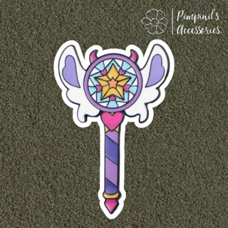 ʕ •ᴥ•ʔ ✿ พร้อมส่ง : เข็มกลัดลายคฑาปีกผีเสื้อสีพาสเทล | Pastel Butterfly Magic Stick Enamel Brooch Pin.