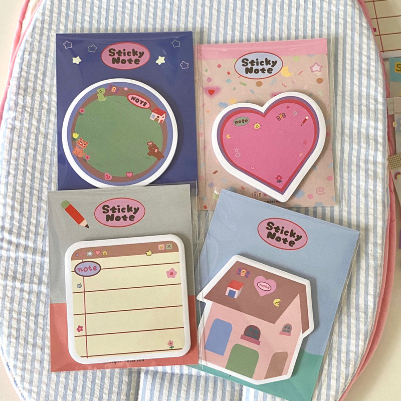 sticky note soqstuff 🫶🏻✅ โพสอิส / กระดาษโน้ตมีกาวแปะ 30 แผ่น/เซต 7*7 cm