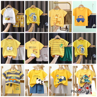 [พร้อมส่ง] เสื้อผ้าเด็ก เซตสองชิ้น ลายการ์ตูนน่ารัก เสื้อแขนสั้น + กางเกงขาสั้น