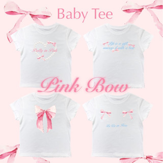🎀Pink Bow Collection Baby Tee เบบี้ทีลายโบว์