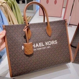 👜👜โปร New Michael Kors Mirella MD Tote Crossbody สีน้ำตาลลาย mkใบใหญ่ค่ะ จุได้ครบ จบใบเดียวค่ะแม่