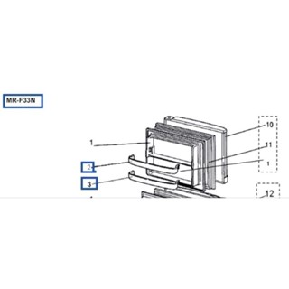 อะไหล่แท้/ชั้นวางขวดช่องฟรีสข้างประตู/KIEL73131/FREEZER POCKET PRINT/รุ่น MR-F33N