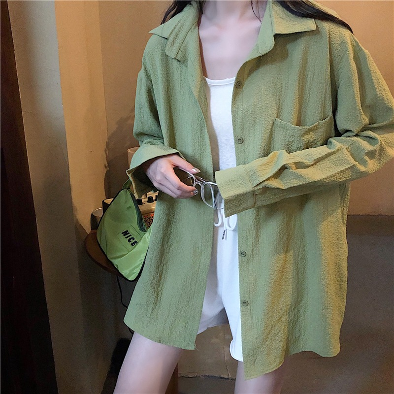 ล้างสต็อก⚡️ CT496 เสื้อเชิ้ตแขนยาว free size ผู้หญิงคอปก พร้อมส่ง ราคาถูกจัดส่งทั่วประเทศ งานเย็บดี มี6สี อก44นิ้ว - รูปที่ 2