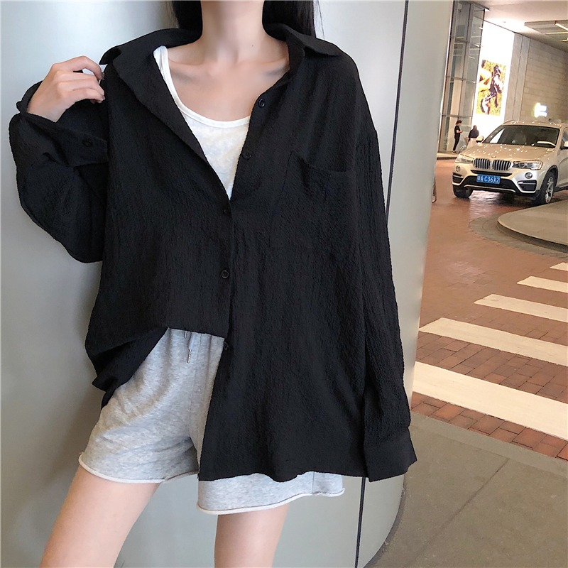 ล้างสต็อก⚡️ CT496 เสื้อเชิ้ตแขนยาว free size ผู้หญิงคอปก พร้อมส่ง ราคาถูกจัดส่งทั่วประเทศ งานเย็บดี มี6สี อก44นิ้ว - รูปที่ 4