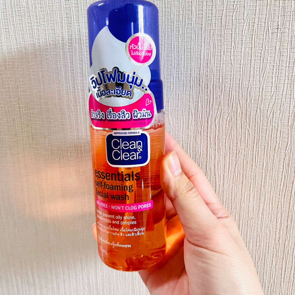 (หัวปั๊ม) คลีนแอนด์เคลียร์  โฟมล้างหน้า Clean Clear เอสเซนเชียล เซลฟ์ โฟมมิ่ง วิปโฟมหัวปั๊ม 150 มล - รูปที่ 4