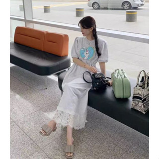 [8479] เดรสผ้ายืดสีเทา