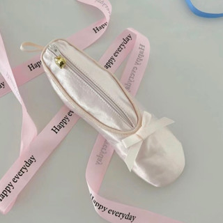 Sweet French Girl Heart Pink Ballet Shoes Style Student Pen Bag