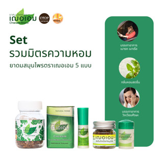 เฌอเอม Set รวมมิตรยาดมสมุนไพรตราเฌอเอม 5 แบบ