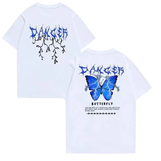 เสื้อยืดคู่รัก คอกลม แขนสั้น สกรีนลายหน้า-หลัง ลายผีเสื้อ ES16