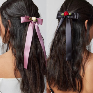 🍀พรีออเดอร์🍀 UO ROSETTE SATIN HAIR BOW BARRETTE