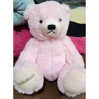 ตุ๊กตามือ✌️ ลิขสิทธิ์แท้💯 ตุ๊กตาหมีชมพู ปักเท้า Teddy Bear ขนาด 8" สภาพ 99%