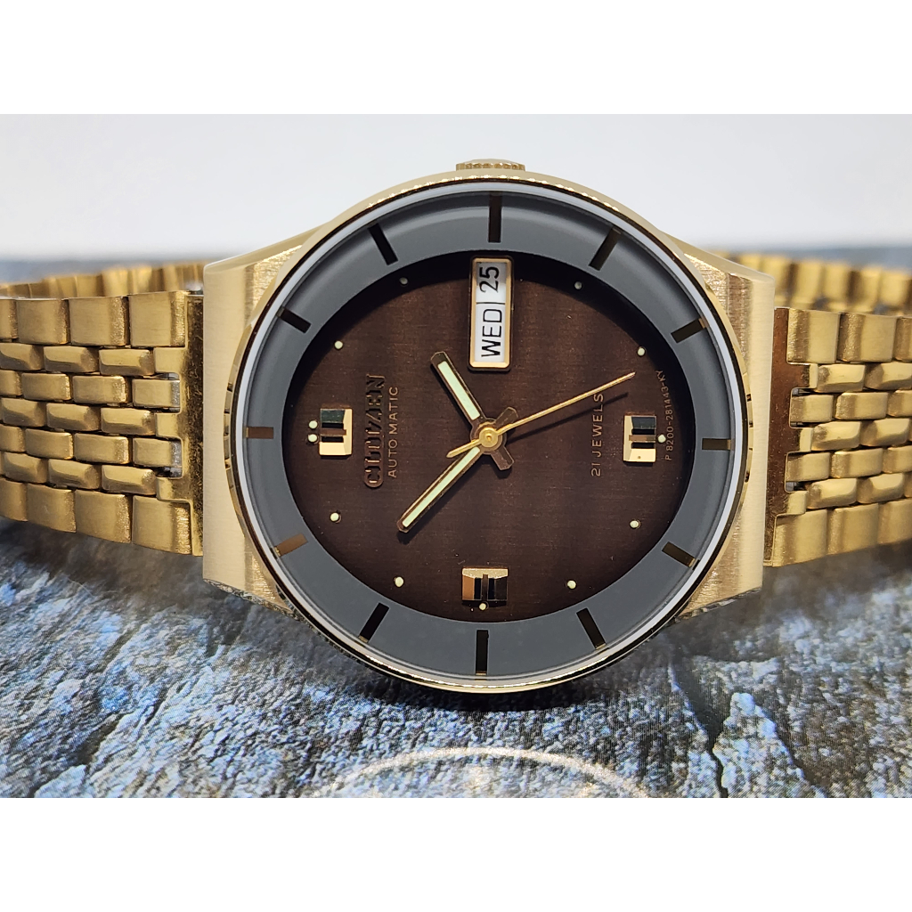 นาฬิกา vintage citizen automatic เรือนทอง สภาพสวยมาก Caliber 8200 เดินปกติ