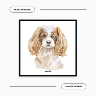 รูปภาพติดผนัง ภาพวาดตกแต่งบ้าน ภาพวาด Spaniel พร้อมกรอบและติดที่แขวนเรียบร้อย