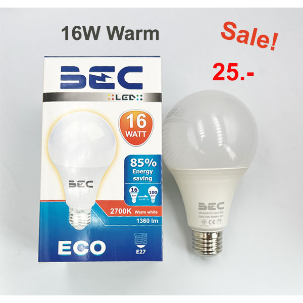 Sale! หลอด LED BULB รุ่น ECO 16W E27 แสงวอร์ม ยีห้อ BEC