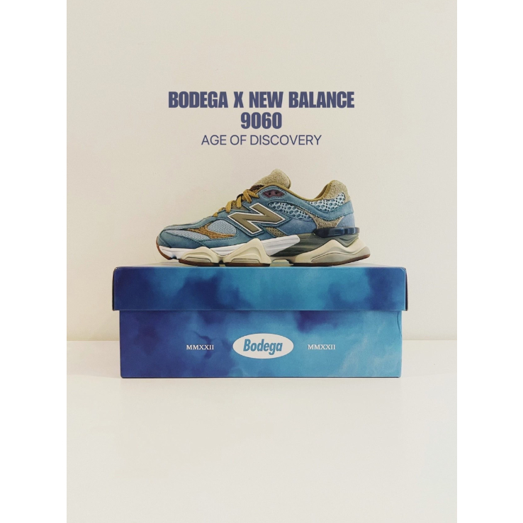 Bodega x New Balance NB 9060 Age of Discovery น้ำเงิน color แฟชั่น ของแท้ 100 % รองเท้าผ้าใบ