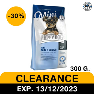 Happy Dog Mini Baby &amp; Junior อาหารลูกสุนัข พันธุ์เล็ก 300g ราคาพิเศษ Exp.13/12/23