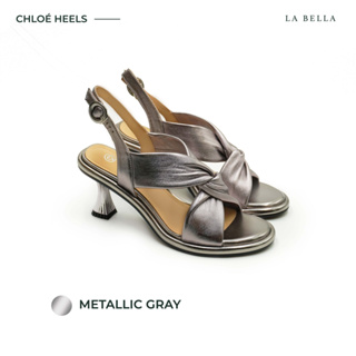 LA BELLA รุ่น CHLOÉ HEELS -METALLIC GRAY