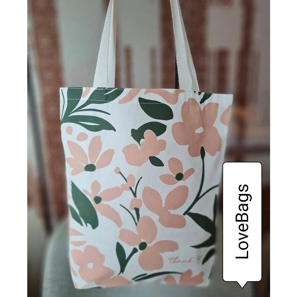 กระเป๋าผ้า ลายดอกไม้ ลดโลกร้อน พร้อมส่ง