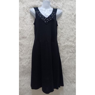 เดรสสีดำ Elegant Black Dress ประดับเม็ดคริสตัล อก 36 นิ้ว