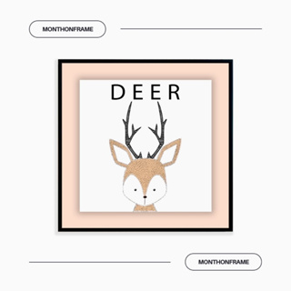 รูปภาพติดผนัง ภาพวาดตกแต่งบ้าน ภาพวาด Animal DEER พร้อมกรอบและติดที่แขวนเรียบร้อย