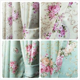 ผ้าม่านลายวินเทจ  รุ่นวินเทจ-รุ่นOxford มี 4 สี/6ขนาด(แถมสายรัด)