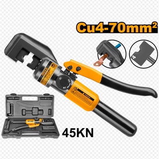 (ถูกสุด) INGCO คีมย้ำหางปลาไฮดรอลิค HHCT0170 4-70mm² แรงหนีบ : 45 kN ชนิดการย้ำแบบ หกเหลี่ยม