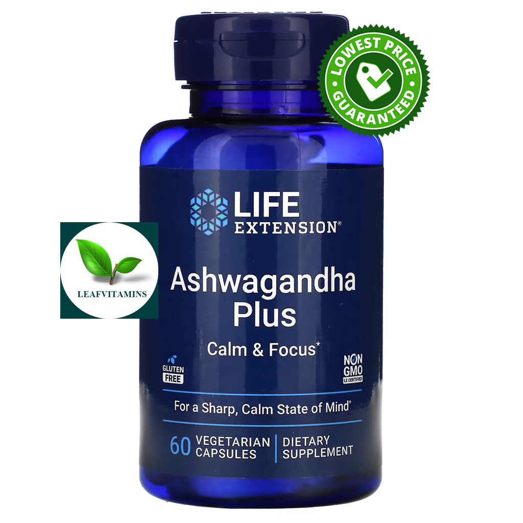 Life Extension Ashwagandha Plus Calm & Focus / 60 Vegetarian Capsules